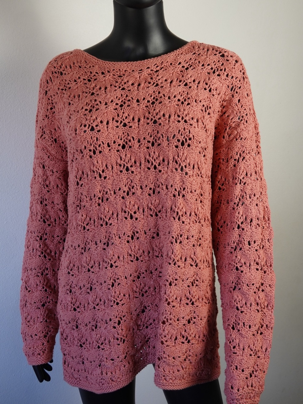 GAP 100% Cotton Crochet Open Knit Sweater Dusty Rose S